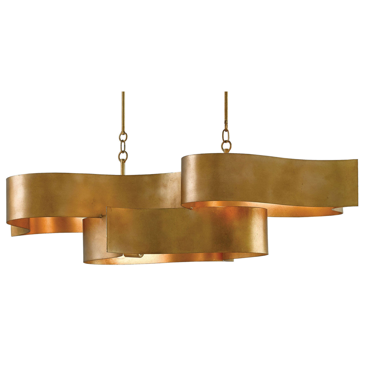 Grand Lotus Gold Oval Chandelier