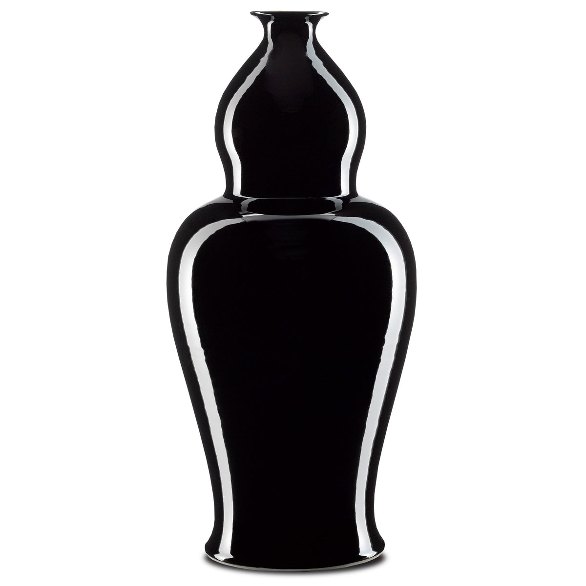 Imperial Black Large Elongated Double Gourd Vase