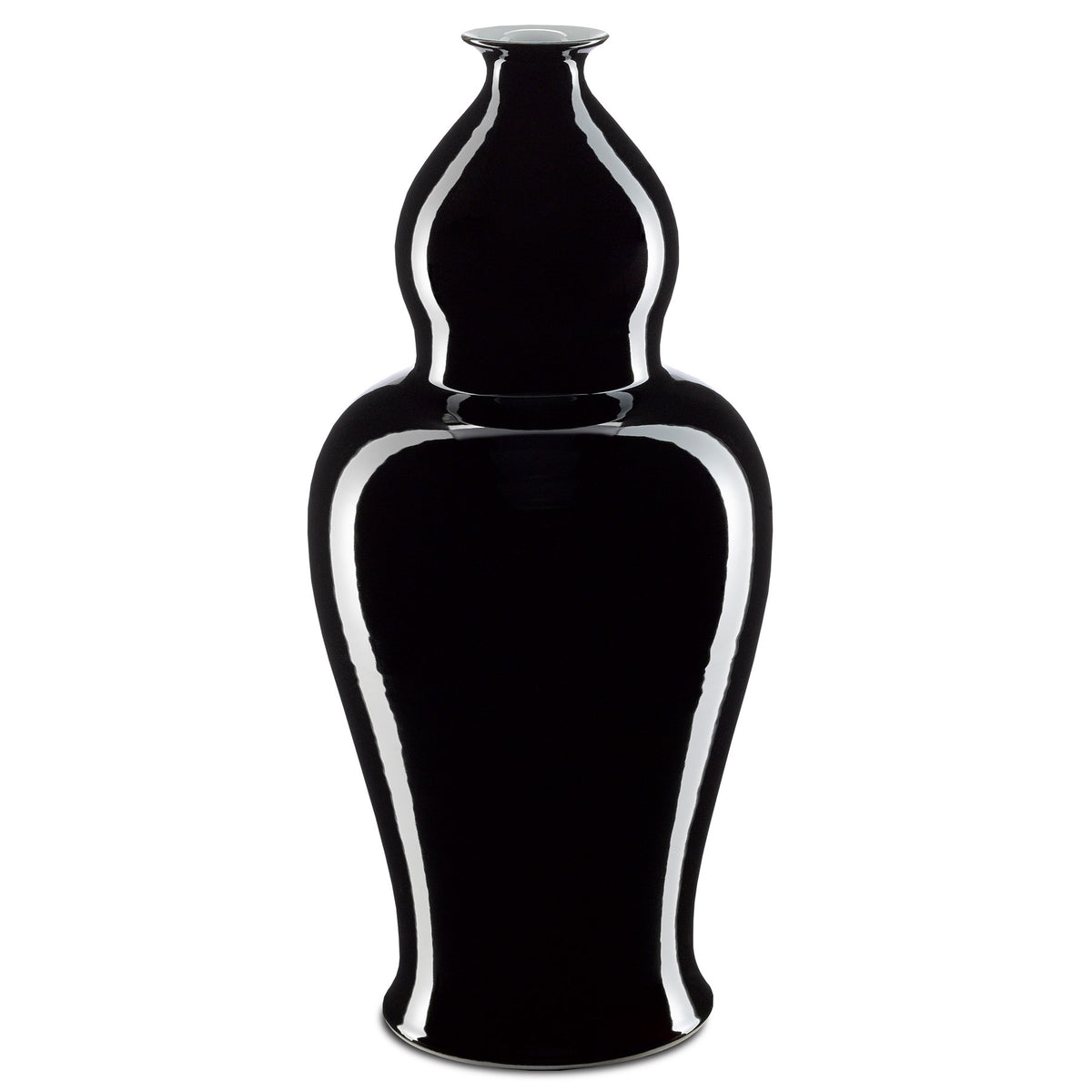 Imperial Black Large Elongated Double Gourd Vase