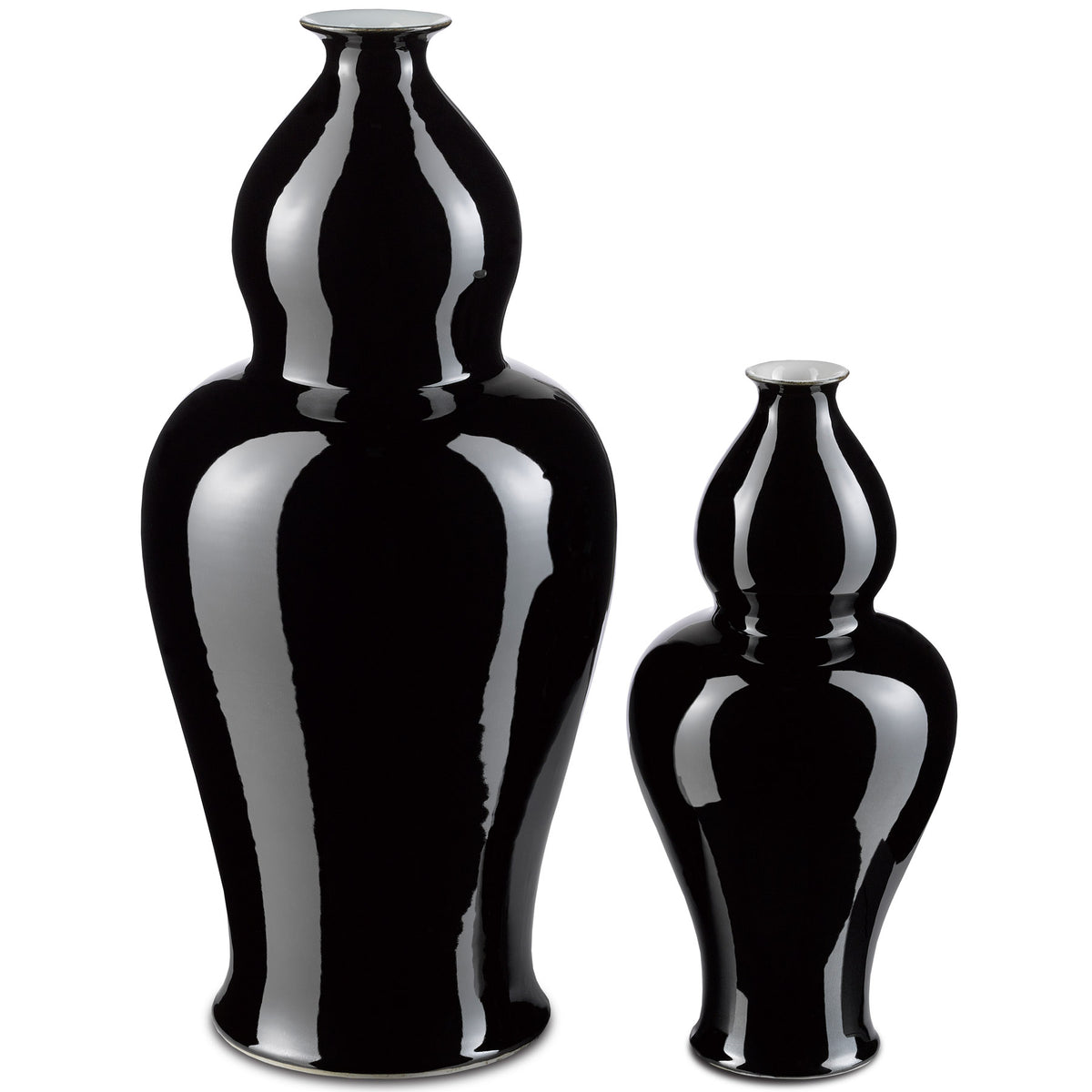 Imperial Black Large Elongated Double Gourd Vase
