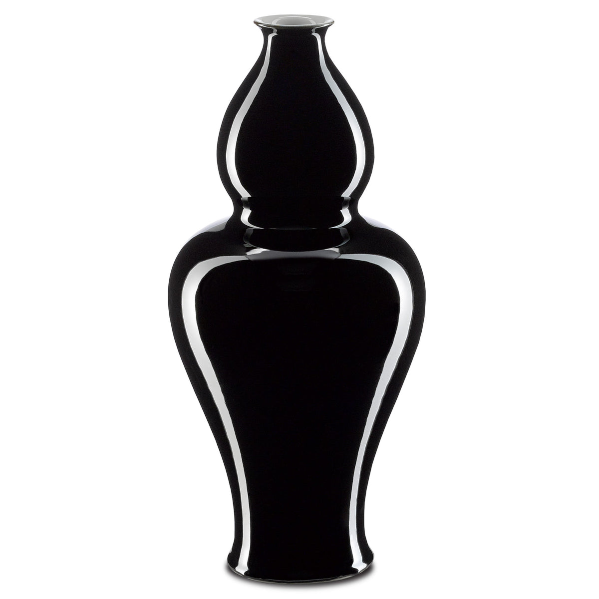 Imperial Black Small Elongated Double Gourd Vase