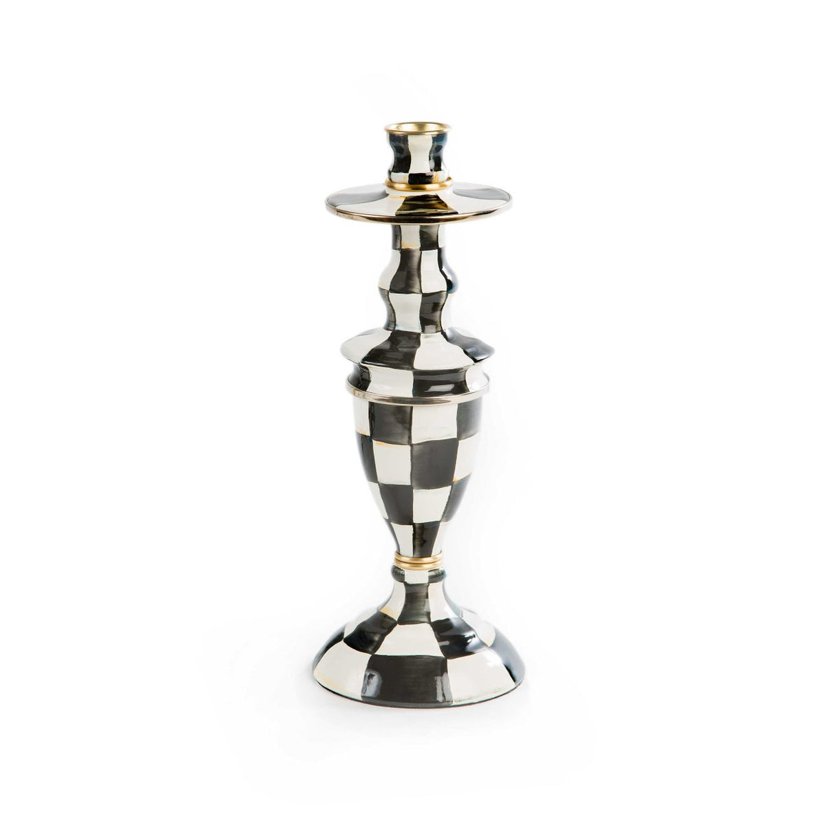 Courtly Check Enamel Candlestick - Medium