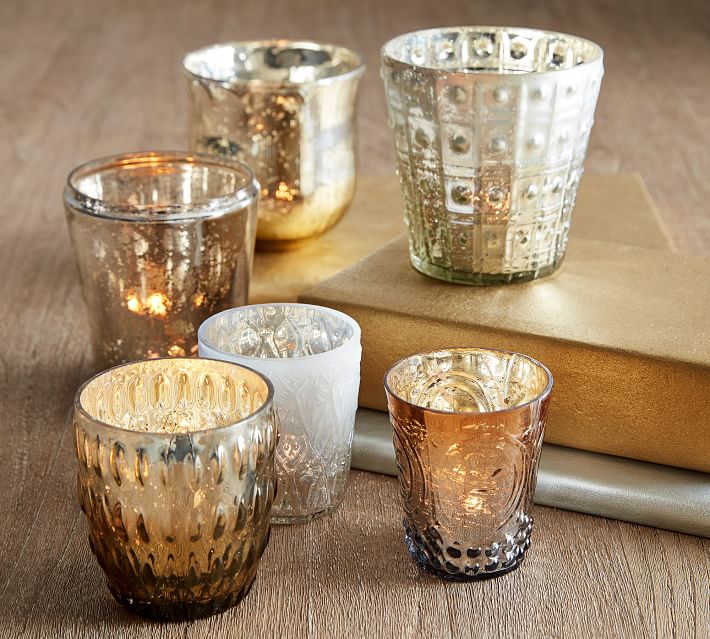 Silver Mercury Glass Votive - Candle Holder