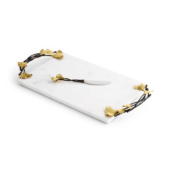 Golden Ginkgo Large Cheese Board w/ Knife
