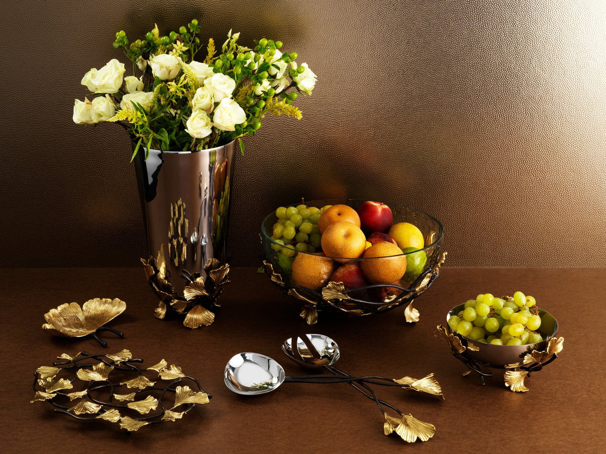 Golden Ginkgo Glass Bowl - Medium