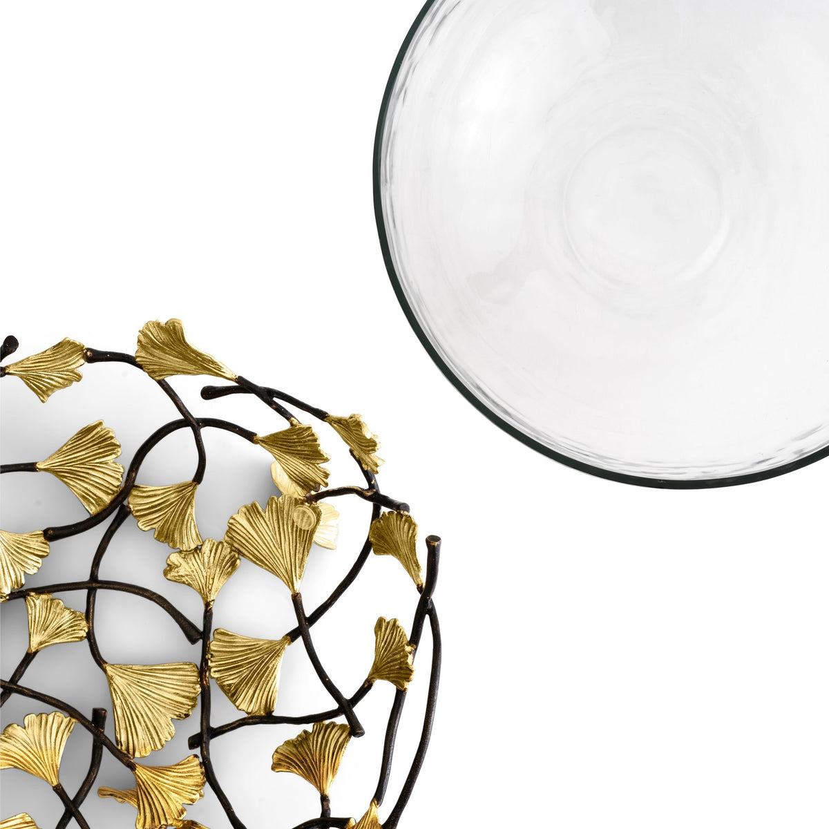 Golden Ginkgo Glass Bowl - Medium