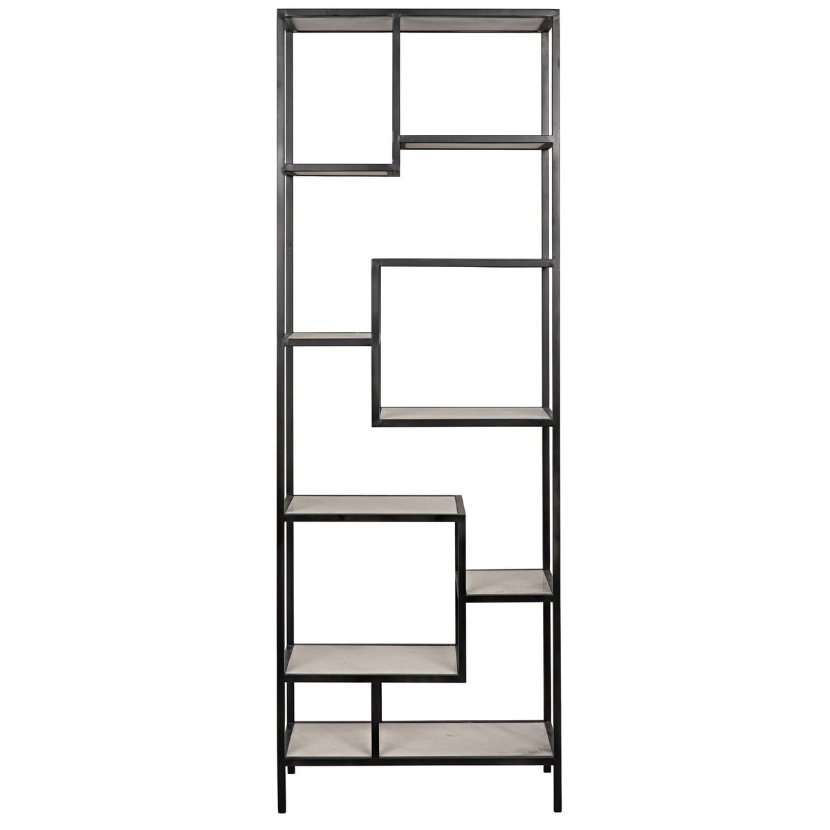 Haru Bookcase Large - Black Metal with White Stone