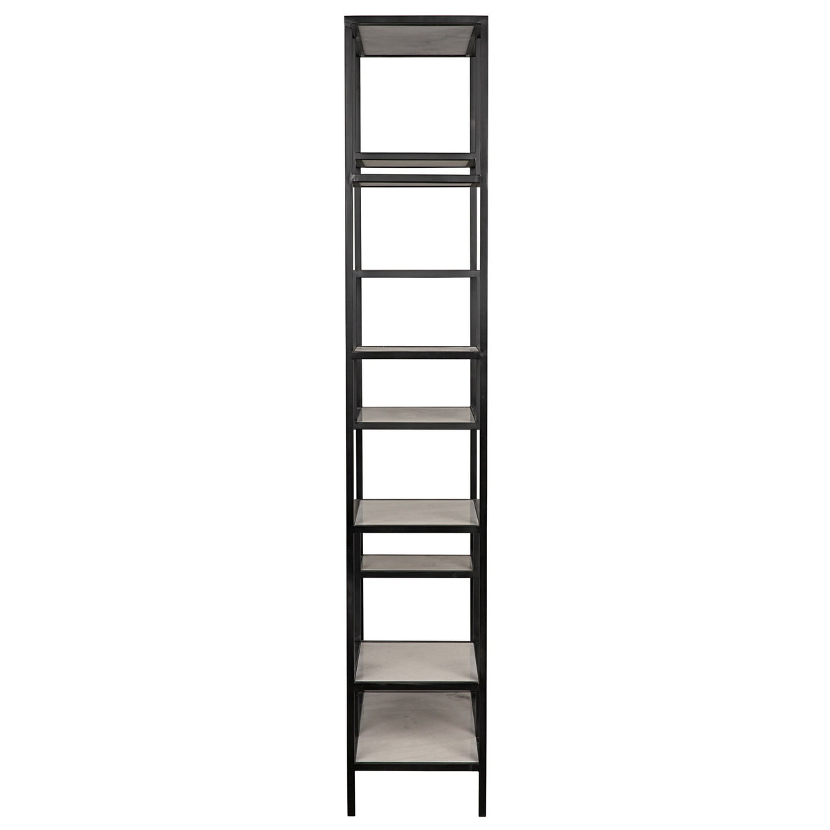 Haru Bookcase Large - Black Metal with White Stone