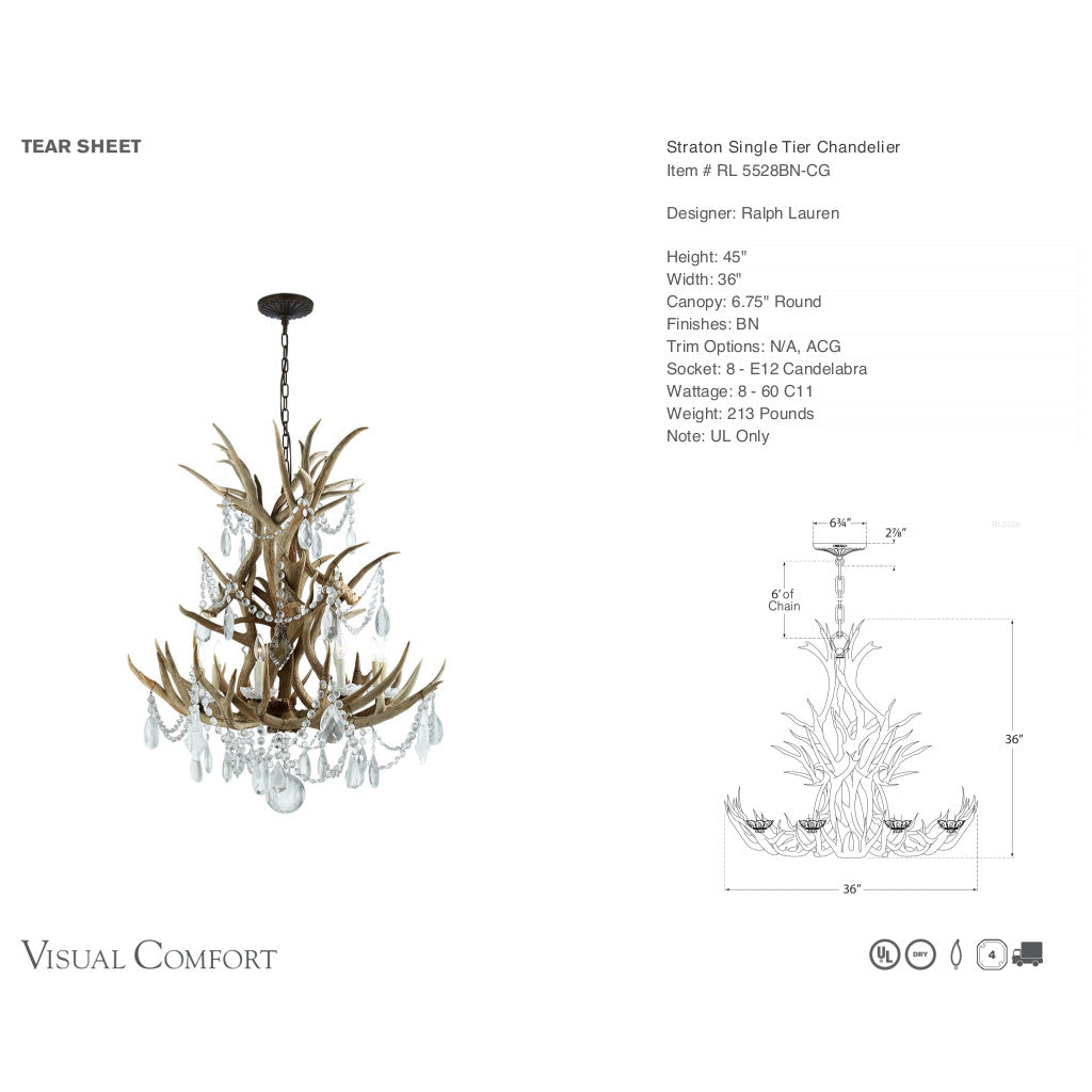 RL Chandelier  Straton Single Tier RL 5528BN-CG