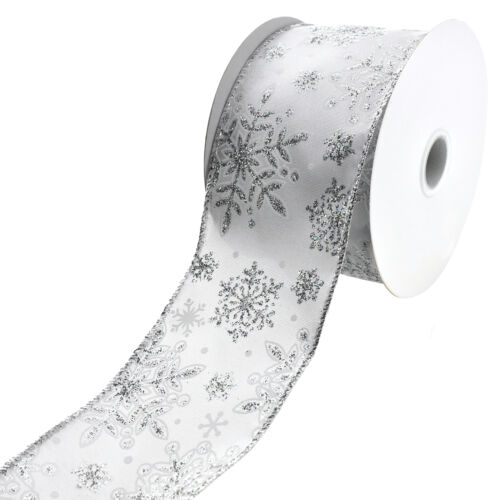 White & Silver Snowflake Ribbon