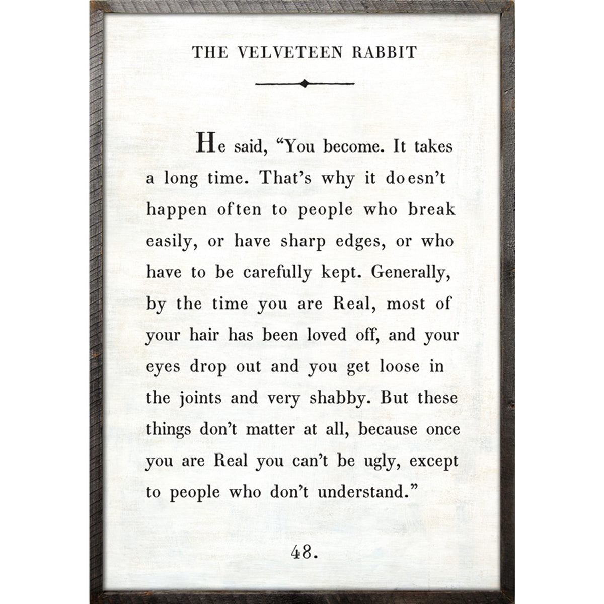 Art Print The Velveteen Rabbit White Grey Wood
